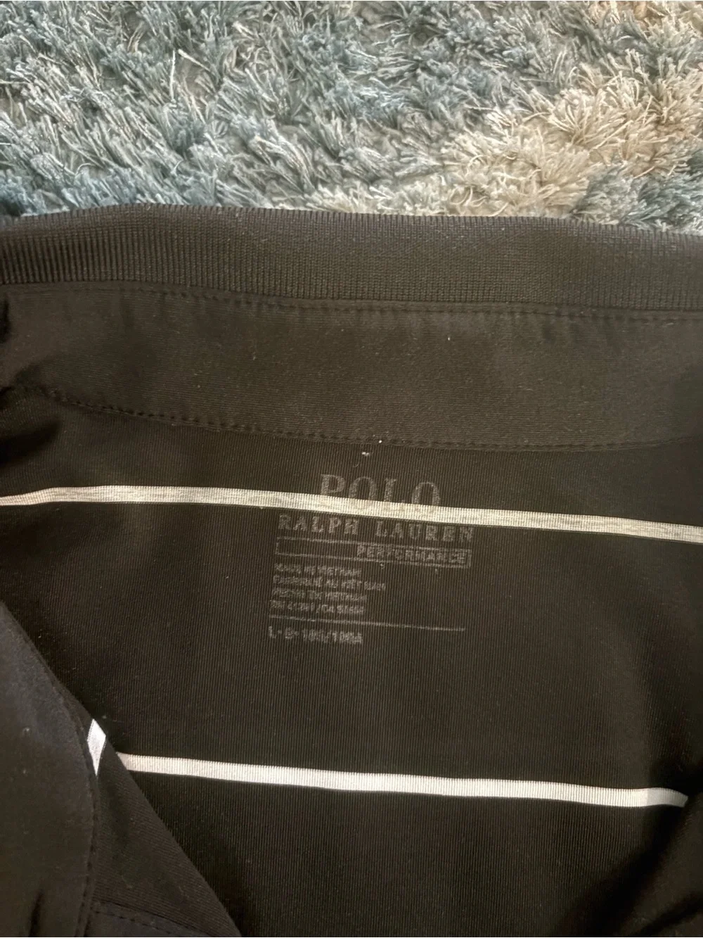 Ralph Lauren Black Polo with White Stripes